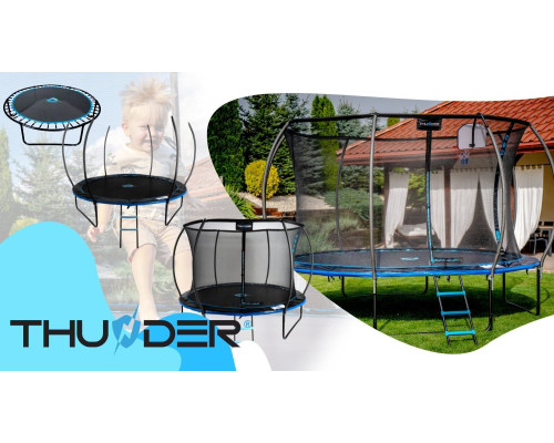 Батут THUNDER INSIDE ULTRA з внутрішньою сіткою 8 футів 255 см чорно-блакитний