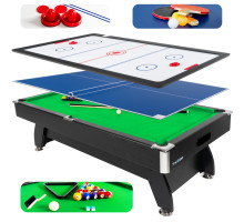 Більярдний стіл THUNDER з накриттям для аерохокею/пінг-понгу 9FT BOLD-BLACK