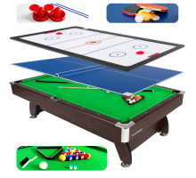 Більярдний стіл THUNDER з покриттям для аерохокею/пінг-понгу 7FT BOLD-BROWN