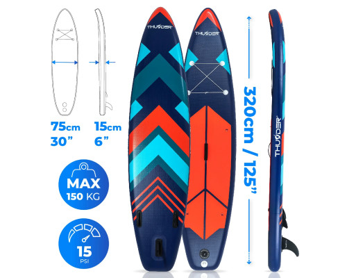 Надувна SUP дошка (Сапборд) THUNDER STRIPES 320 Надувна SUP дошка (Сапборд) THUNDER STRIPES 320