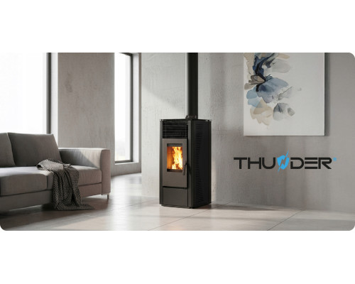 Пелетна піч-камін THUNDER KARMEN BLACK 10 кВт