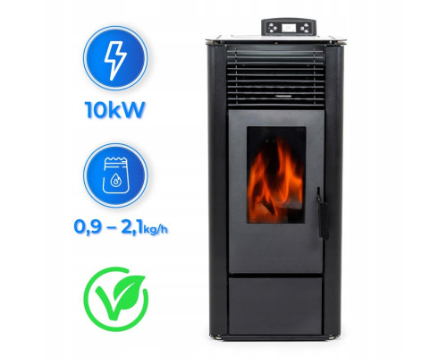 Пелетна піч-камін THUNDER KARMEN BLACK 10 кВт