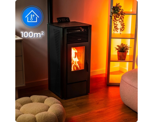 Пелетна піч-камін THUNDER KARMEN BLACK 10 кВт